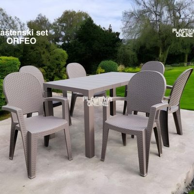 Baštenski set ORFEO 6 - Tamna Moka (6 stolica AVALA i 1 sto ORFEO 140)