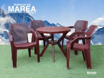 Baštenski set MAREA LUX - Bordo (4 stolice i 1 sto)