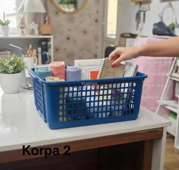 Korpa 2 - 45x31xh18, Plastična korpa za odlaganje, Šupljikava korpa, Korpa za slaganje, Višenamenska plastična korpa, Izdržljiva plastična korpa, Plastična korpa za organizaciju