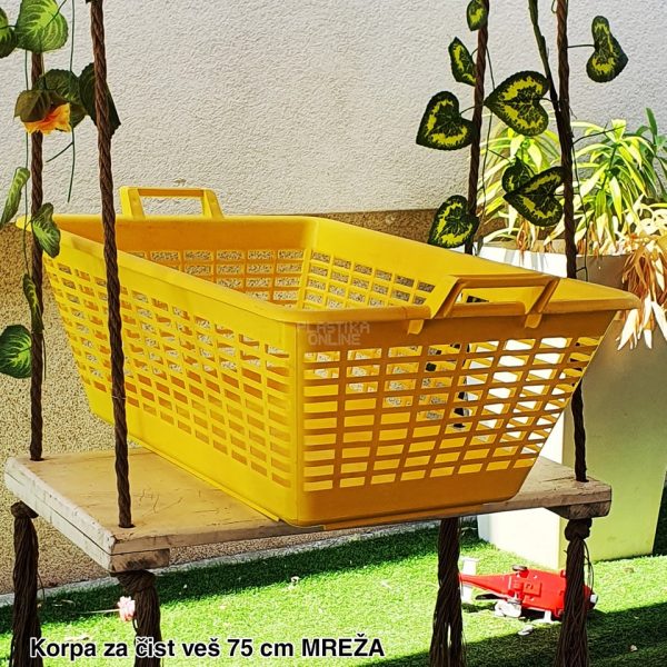 Korpa za čist veš četvrtasta 75cm MREŽA , Šupljikava korpa za veš , Velika plastična korpa , Korpa za veš velike dimenzije