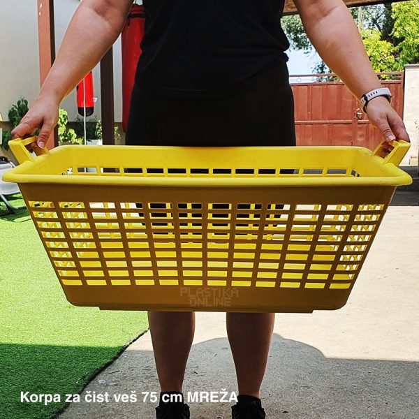 Korpa za čist veš četvrtasta 75cm MREŽA , Šupljikava korpa za veš , Velika plastična korpa , Korpa za veš velike dimenzije