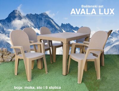 Baštenski set AVALA LUX - Moka (6 stolica, 1 sto)