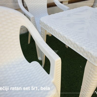 Dečiji set za sedenje ratan mali (stočić i 2 stoličice ) BELO