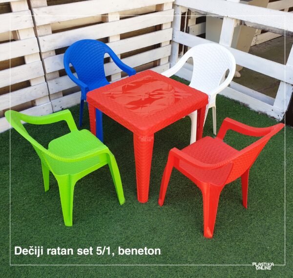 Dečiji set RATAN sto i 4 stoličice BENETON