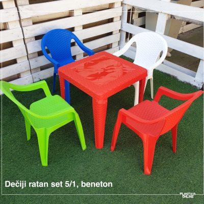 Dečiji set RATAN sto i 4 stoličice BENETON