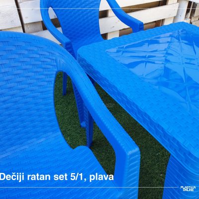 Dečiji set za sedenje  ratan mali (stočić i 2 stoličice ) PLAVO