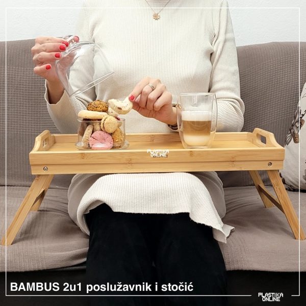 BUKVA Poslužavnik za krevet od bambusa sa sklopivim nogarima - Image 4