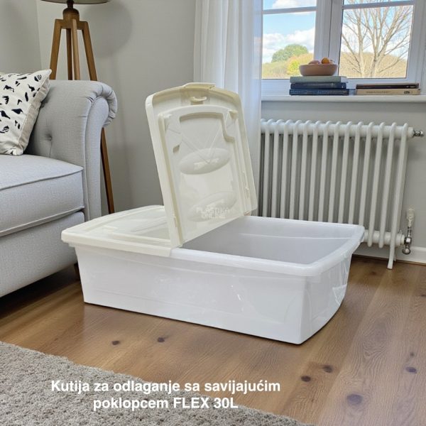 Kutija za odlaganje sa savijajućim poklopcem FLEX 30L, Plastična kutija za odlaganje, Kutija sa savijajućim poklopcem, Kutija za odlaganje odeće, Kutija za odlaganje ispod kreveta