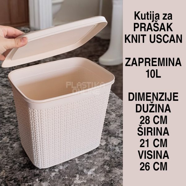 Kutija za prašak 10L KNIT USCAN , kutija za prašak 10L, plastična kutija za prašak, kutija za deterdžent za veš, organizacija prostora za veš Kupatilski Set 2u1 Knit Uscan , Plastična Kanta za Smeće 10L, Klik Klak Kanta za Smeće Kupatilski set 3u1 , Plastična Kanta za Smeće 10L, Kutija za Prašak 10L, WC Četka h40 KNIT USCAN Kupatilski set 4
