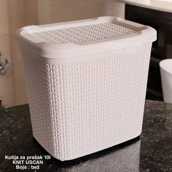 Kutija za prašak 10L KNIT USCAN , kutija za prašak 10L, plastična kutija za prašak, kutija za deterdžent za veš, organizacija prostora za veš