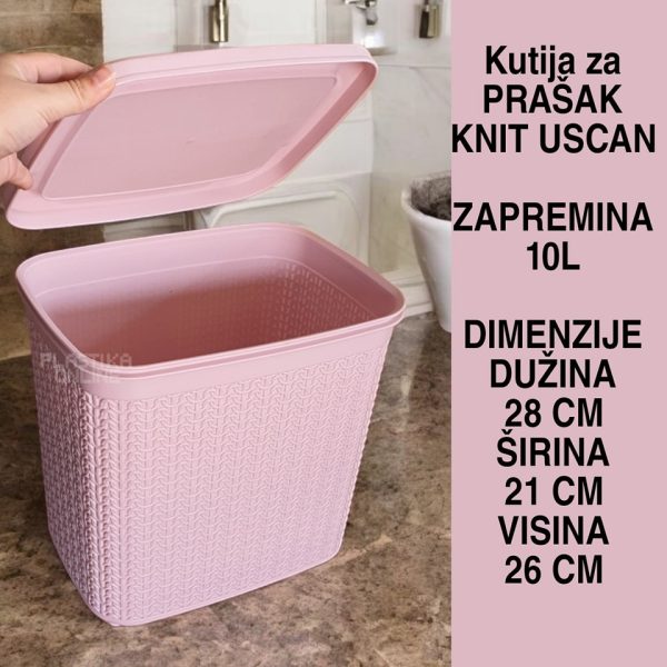 Kupatilski Set 2u1 Knit Uscan , Plastična Kanta za Smeće 10L, Klik Klak Kanta za Smeće , Mala Kanta za Smeće, Kutija za Prašak 10L Kupatilski set 3u1 , Plastična Kanta za Smeće 10L, Kutija za Prašak 10L, WC Četka h40 KNIT USCAN roze