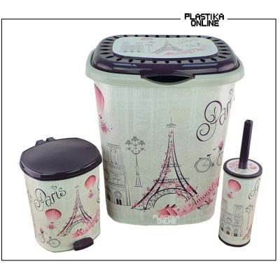 PARIS LILA dezen kupatilski set 3/1 (veš korpa, pedalka, wc četka)