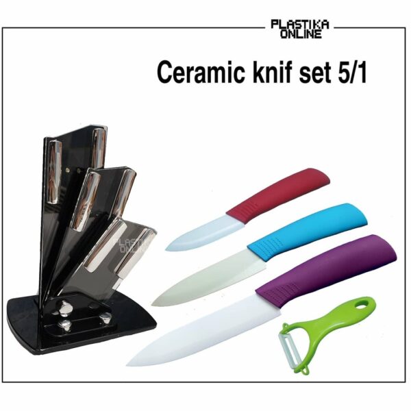 Ceramic knife 5/1 Set keramičkih noževa sa postoljem i ljuštiljicom za voće i povrće