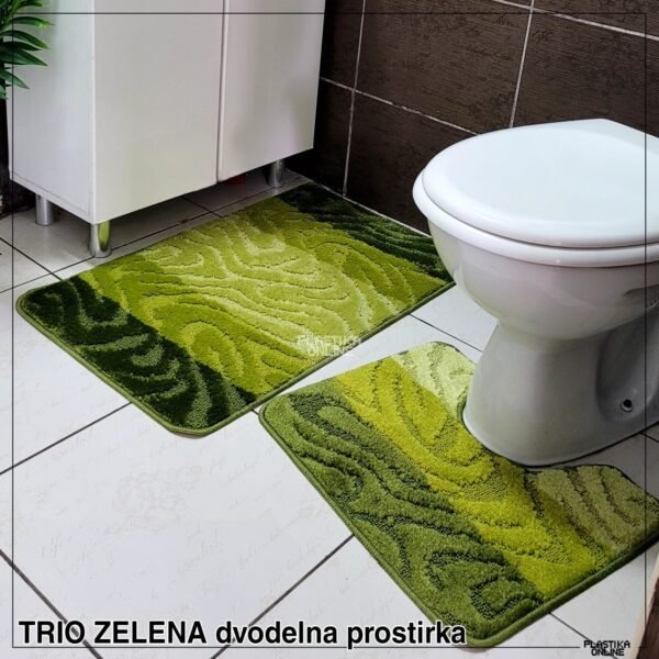 TRIO ZELENA  2/1 Set Tepih Prostirki Za Kupatilo Sa Gumiranom Neklizajućom Podlogom - Image 3