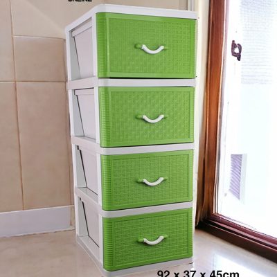 Fiokar RATAN met , fiokar ratan sa 4 fioke, plasticni ratan fiokari, polica za odlaganje, visenamenski raf