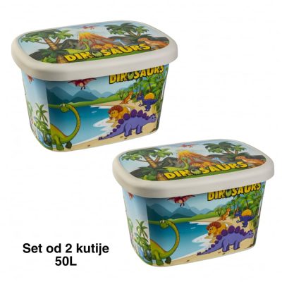 Kutije za odlaganje Dinosaurus (Set od 2 kutije) točkić 50lit