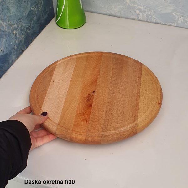 Daska okretna fi 30, drveni poslužavnik, drvena daska, daske za meze, ukrasne daske za posluženje, daske za slavu, daske za proslave 