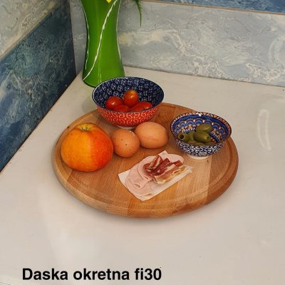 Daska okretna fi 30, drveni poslužavnik, drvena daska, daske za meze, ukrasne daske za posluženje, daske za slavu, daske za proslave 