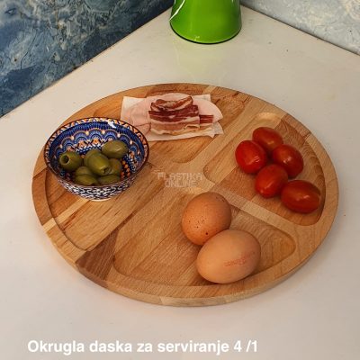 Okrugla drvena daska za serviranje 4, drveni poslužavnik, drvena daska, daske za meze, ukrasne daske za posluženje, daske za slavu, daske za proslave