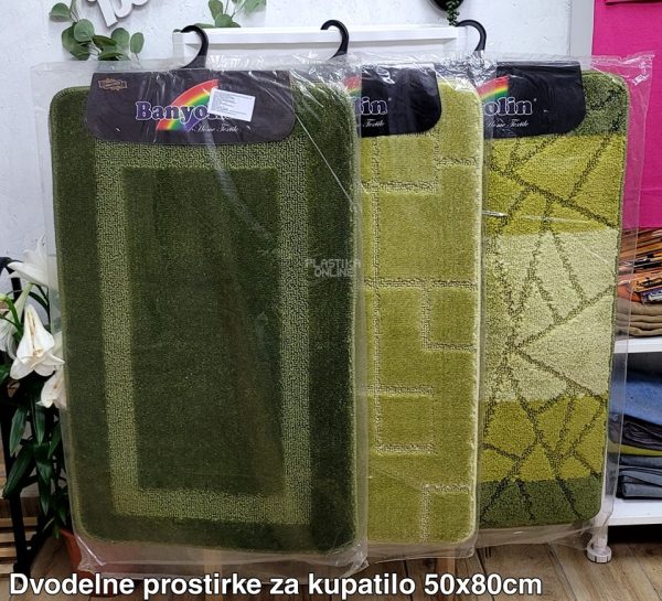 TRIO ZELENA  2/1 Set Tepih Prostirki Za Kupatilo Sa Gumiranom Neklizajućom Podlogom - Image 4