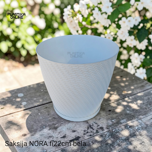 Plastična saksija NORA bela prečnika 22cm