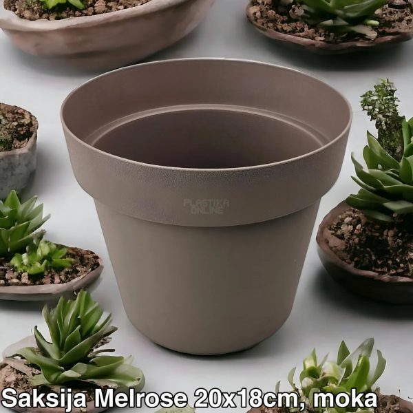 Saksija Melrose okrugla fi20 h18 , okrugle saksije, saksije za bastu, plasticne saksije za cvece