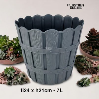 Plastična saksija BAMBUS 7lit fi24 x 21 cm sa podmetačem