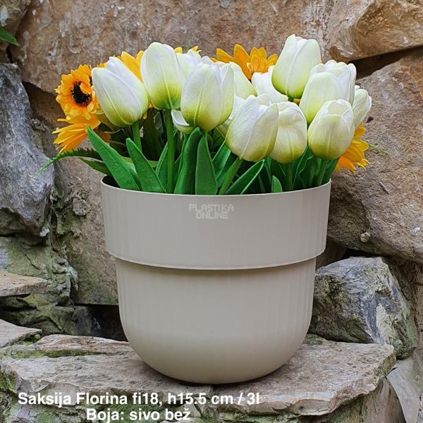 Saksija Florina fi18 h 15.5cm okrugla saksija, plasticne saksije