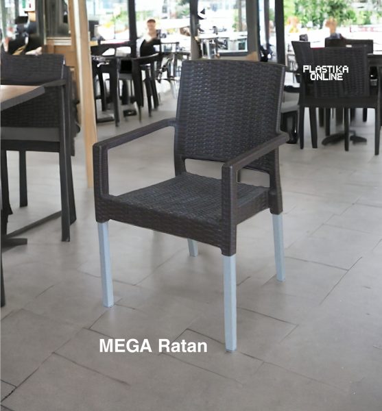 Plastična stolica sa aluminijumskim nogama Mega ratan