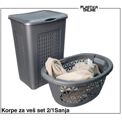 Kupatilski set SANJA 1 ( korpa za prljav veš, korpa za čist veš )