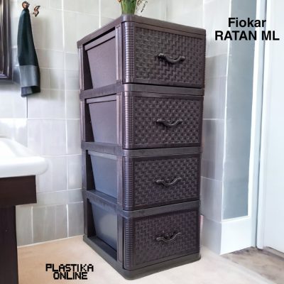 Fiokar RATAN met , fiokar ratan sa 4 fioke, plasticni ratan fiokari, polica za odlaganje, visenamenski raf