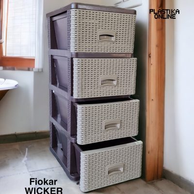 Fiokar WICKER ratan braon bez, Plasticni fiokar sa 4 fioke, Plasticne police sa fiokama, Plasticne police za odlaganje, plasticne komode, fiokari za kupatilo, fiokari za kuhinju