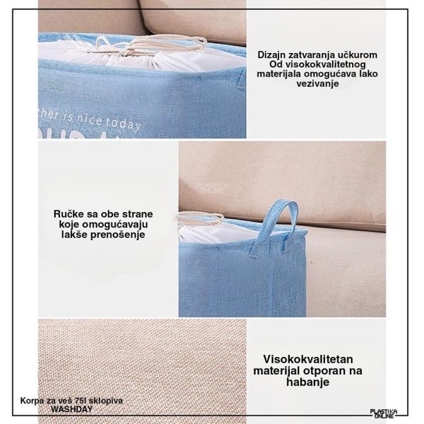 Korpa za veš 75l sklopiva WASHDAY - Image 7