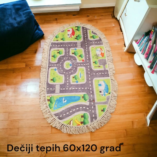Dečiji tepih 60x120 ovalni GRAD, tepih za decu, mali tepih