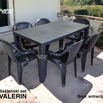 Baštenski set Valerin anrtracit (sto Orfeo 140x80 i 6 stolica Valerija
