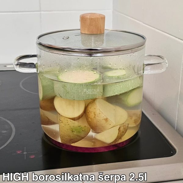 HIGH borosilkatna šerpa sa poklopcem 2 , borosilikatna serpa, serpa od 2,5l, borosilikatno staklo
