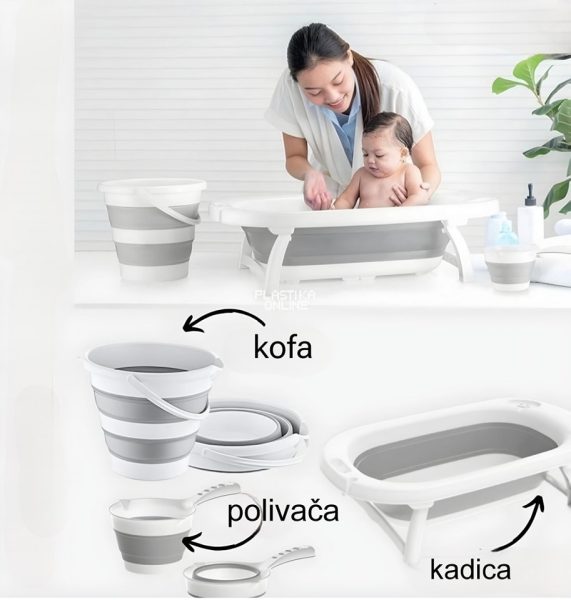 Sklopivi set za kupanje 3u1 , sklopiva kadica, sklopiva kofa, sklopiva polivaca, set za kupanje bebe