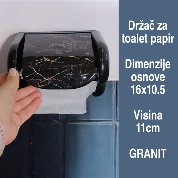 Držač za toalet papir 16x10,5 cm Granit , nosač za toalet papir, crni držač za toalet papir