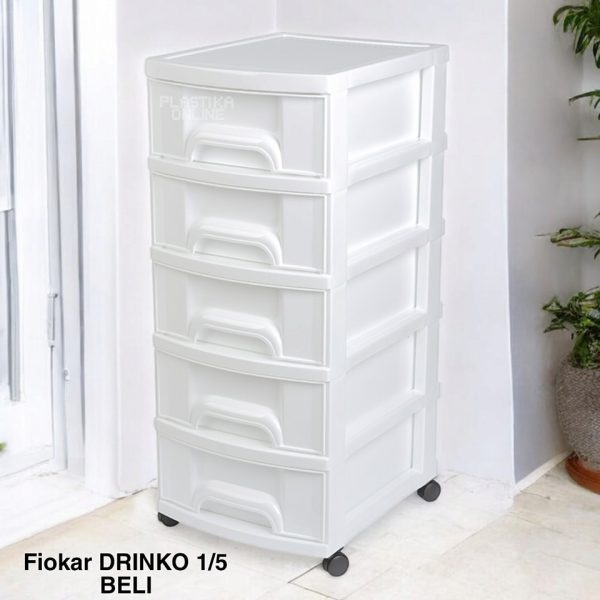Fiokar DRINKO 1 5 bela , visenamenske fioke, plasticne police za odlaganje, plasticne fioke za odlaganje, fiokar sa 5 fioka, plasticni raf sa 5 fioka 4