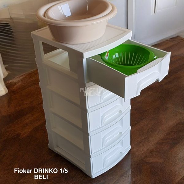 Fiokar DRINKO 1 5 bela , visenamenske fioke, plasticne police za odlaganje, plasticne fioke za odlaganje, fiokar sa 5 fioka, plasticni raf sa 5 fioka