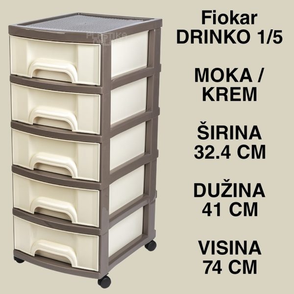 Fiokar DRINKO 1 5 moka , visenamenske fioke, plasticne police za odlaganje, plasticne fioke za odlaganje, fiokar sa 5 fioka, plasticni raf sa 5 fioka
