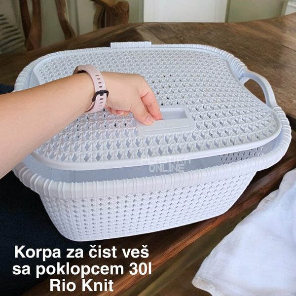 Korpa za čist veš sa poklopcem 30l , korpa 30l, korpa sa poklopcem, plasticna korpa