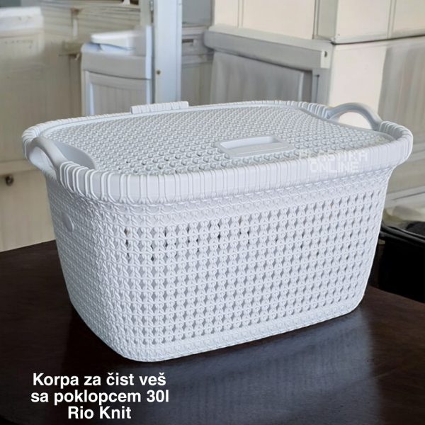 Korpa za čist veš sa poklopcem 30l , korpa 30l, korpa sa poklopcem, plasticna korpa