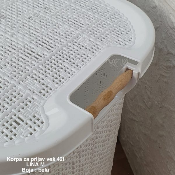 Korpa za prljav veš 42l , mala korpa za ves, uska korpa za ves, plasticna korpa bela