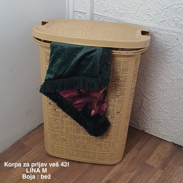 Korpa za prljav veš 42l , mala korpa za ves, uska korpa za ves, plasticna korpa bez
