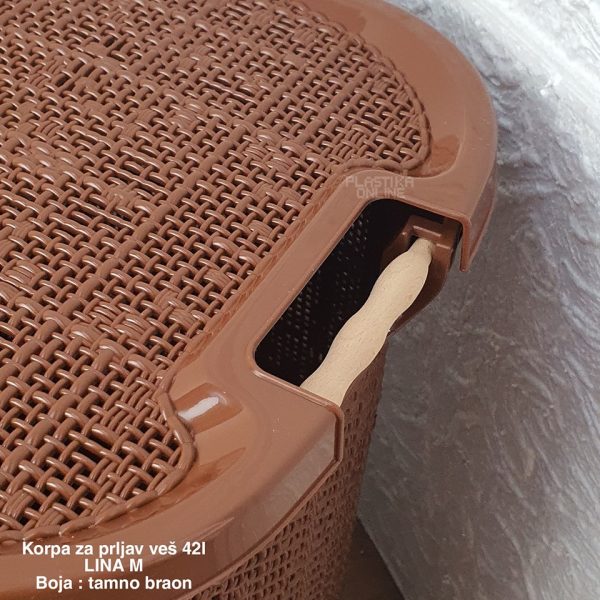 Korpa za prljav veš 42l , mala korpa za ves, uska korpa za ves, plasticna korpa tamno braon