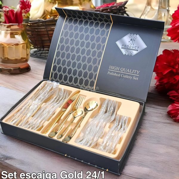 Set escajga Gold 24-1 , escajg za 6 osoba, escajg za rucavanje, pribor za jelo