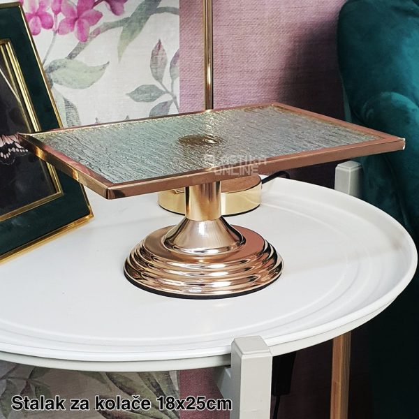 Stalak za kolače 18x25cm , Etažer za kolače, Metalni stalak za kolače, Stakleni stalak za kolače