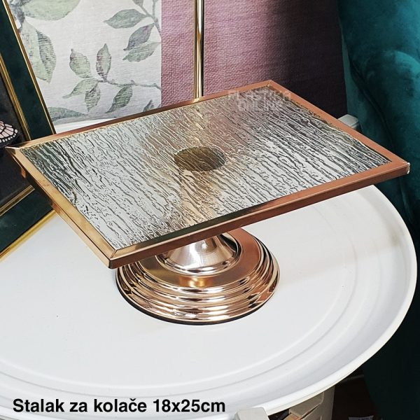 Stalak za kolače 18x25cm , Etažer za kolače, Metalni stalak za kolače, Stakleni stalak za kolače