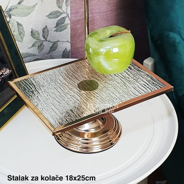 Stalak za kolače 18x25cm , Etažer za kolače, Metalni stalak za kolače, Stakleni stalak za kolače